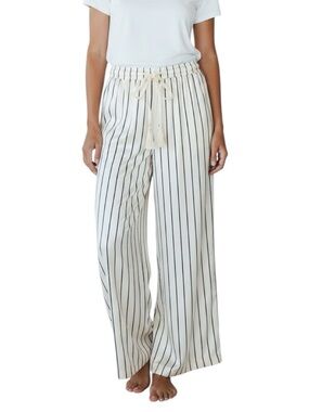 Ralph Lauren Purple Label Silk Satin Cream Striped Wide Leg Drawstring Pants 2